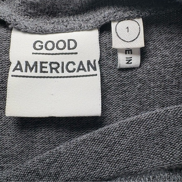 Good American Cold Shoulder Oversized Lightweight Long Sleeve Sweater Gray - Picture 4 of 8